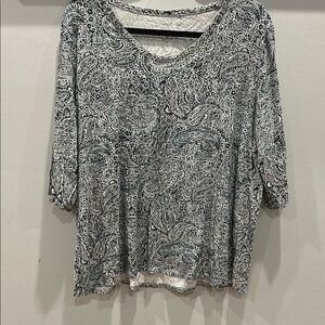 Pure Jill Paisley Print Women's Top - Blues, greens and white